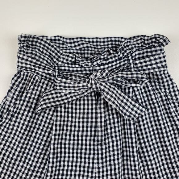 Who What Wear Linen Gingham Paperbag High Rise Shorts Plaid Checkered 10 - Picture 3 of 8